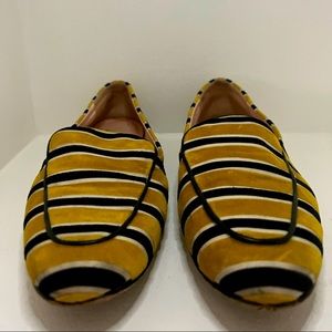 Striped velvet smoking slipper